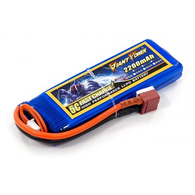 Акумулятор для страйкболу Dinogy Giant Power Li-Pol 7.4 V 2S 2200mAh 25C 16х33х102 мм T-Plug (2722745663668)