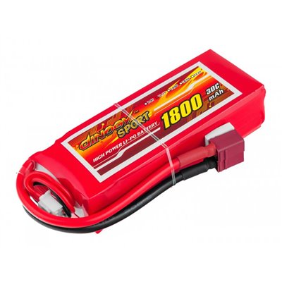 Аккумулятор полимерно-литиевый Dinogy Li-Pol 1800mAh 11.1V 3S 30C 24x35x84мм T-Plug 29764