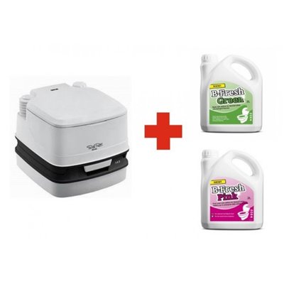 Біотуалет Thetford Porta Potti 145, портативний плюс набір рідини B-Fresh Green + B-Fresh Pink ,THETFORD, 2л+2 л