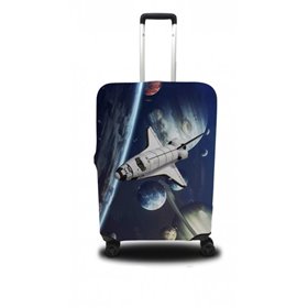 Чохол для валізи Coverbag шатл M синьо-чорний