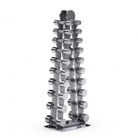 Стійка з 10-ма парами хромованих гантелей Gym80 Basic Dumbell Set 1-10kg in pairs with Rack