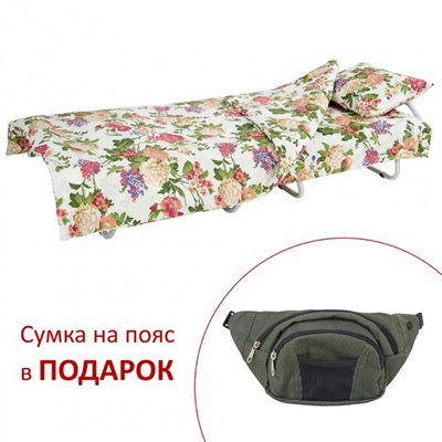 Ліжко на ламелях з ліжком d25 мм бязь (Квіти польові)