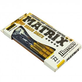 Дротики для гри в дартс циліндричні PRO BRASS B106-22 MATRIX (сталь, вага 22гр, 3шт.,+3хвост,+3опер)