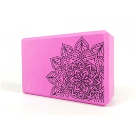 Блок для йоги EasyFit EVA з рожевим малюнком.