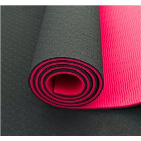 Коврик для йоги и фитнеса Premium TPE+TC 183х61см 6мм черно-красный