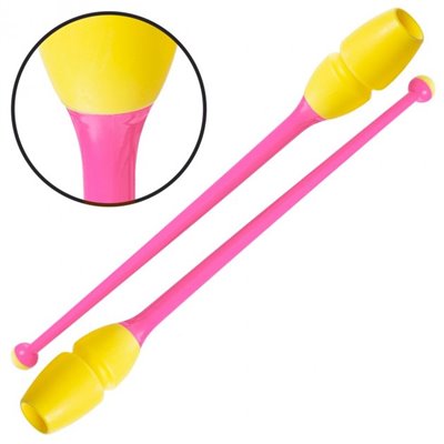 Булави для художньої гімнастики Zelart 0964 довжина 35см Pink-Yellow