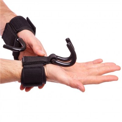 Напульсник силовий з гаком Valeo Hook straps Чорний (метал) (XG257)
